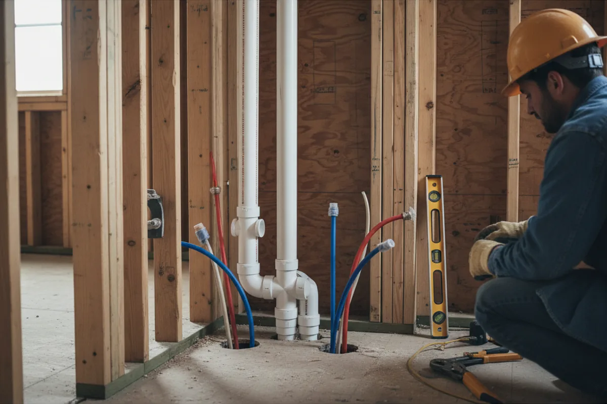 Drain and supply rough-in during Leak Detection in Creedmoor