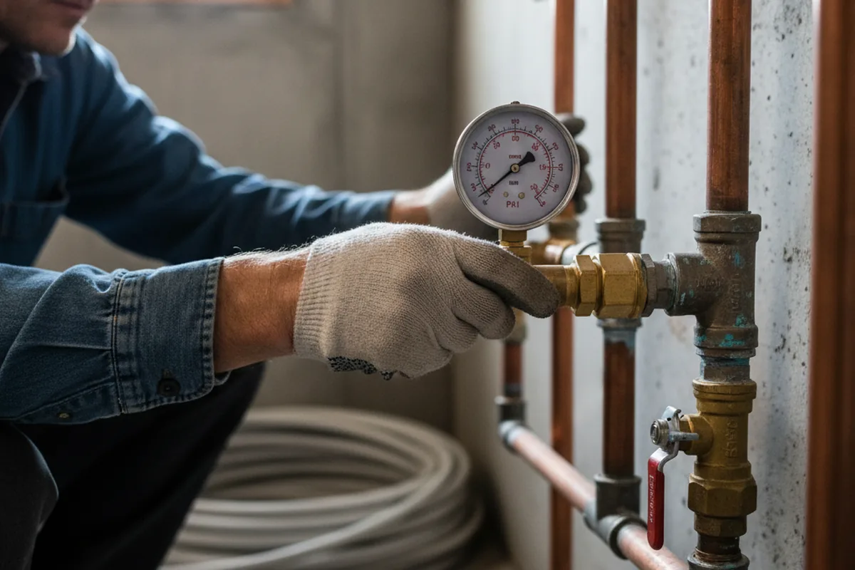 Pressure testing a repaired line during Water Line Repair in Creedmoor